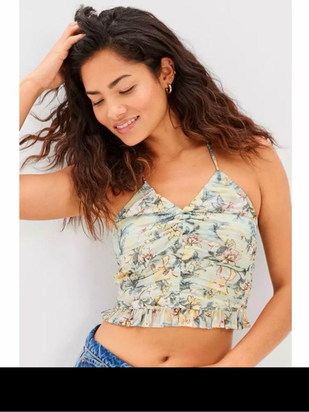 American Eagle floral halter neck top